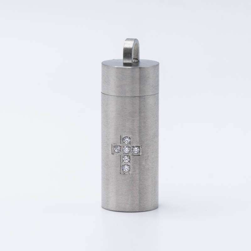 Stainless steel vial, Necklace Bottle pendant, 1 piece, Cross -P211 1 Stainless steel vial